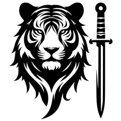 Silhouette of a knife tiger face