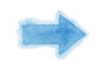 Watercolor blue arrow symbol pointing right, illustrating direction, navigation, and forwarding concepts with textured art
