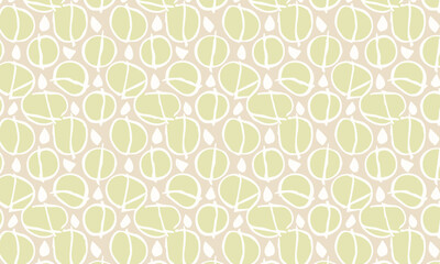 Hand Drawn Organic Pebbles and Leaves Seamless Pattern