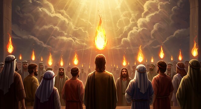 Divine Gathering - Pentecostal Scene of Holy Spirit Descent.