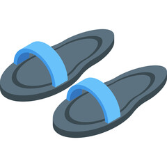 A Pair Of Blue And Grey Slip On Sandals With Open Toes On A White Background