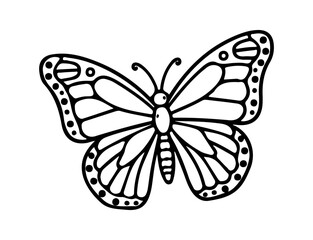 butterfly icon doodle hand drawn. Outline line drawing clipart symbol. Vector illustration