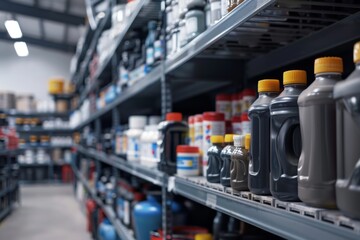 Naklejka premium Shelves filled with various bottles in a store