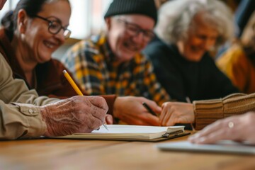 Senior adults participating in a creative writing workshop