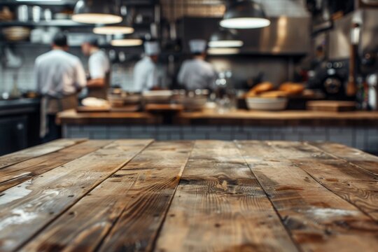Busy kitchen with chefs preparing food