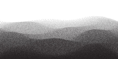 Naklejka na ściany i meble Halftone dots wave gradient pattern background with grain stippling and retro graphic wavy landscape texture Naklejka na ściany i meble Halftone dots wave gradient pattern background with grain stippling and retro graphic wavy landscape texture