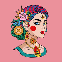 Vector illustration of rose tattoo neo traditional style floral artwork