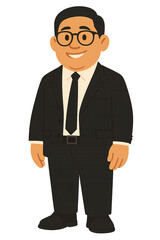 A Nearly Forty Years Old Male Employee in Black Suit and Glasses &ndash; Business Attire Illustration