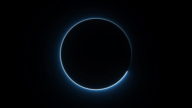Glowing blue circle frame background animation.	