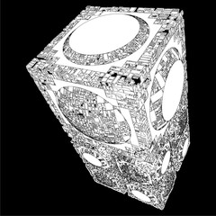 Futuristic City Of Skyscrapers Vector. Megalopolis City Landscape View. Illustration Of Construction Isolated On White Background.