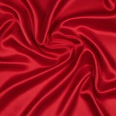 Fototapeta premium Close-up of rich red satin fabric with flowing folds and glossy texture