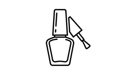Simple outline drawing of a nail polish bottle and brush silhouette