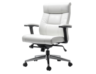 Office Chair: A modern, leather executive office chair, designed for comfort and ergonomic support, it is the perfect addition to a productive work environment.