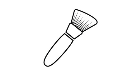 Simple black and white drawing of a makeup brush detailed silhouette