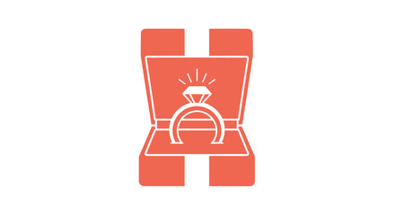 Open ring box with diamond inside a striking white silhouette