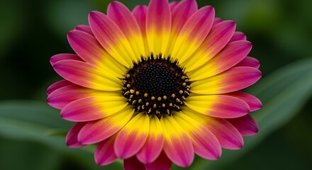 Vibrant Pink and Yellow Gerbera Daisy Blossom in Full Bloom.