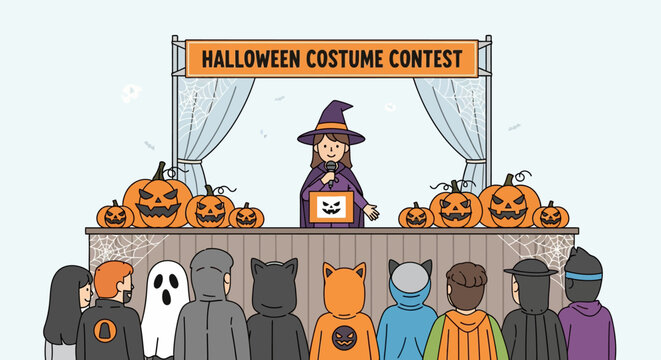Halloween Costume Contest Witch Judging Participants.