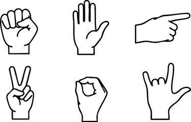 Fototapeta premium Hand Gesture Vector Set Showing Various Signs and Symbols for Communication and Expression