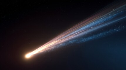 Shooting Star in the Night Sky. Comet Fall. Astronomy. 