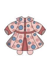 Cute Baby Dress or Coat Vector Illustration with Polka Dot Pattern
