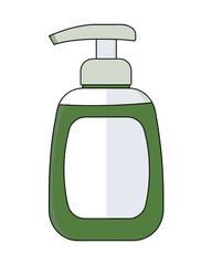 Green plastic bottle of liquid hand soap with a pump dispenser isolated on white