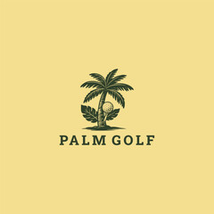 Obraz premium Palm golf logo vector icon illustration