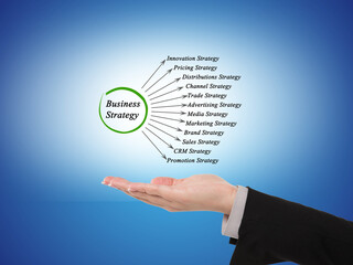 Fototapeta premium Hand holding a business strategy diagram with multiple growth opportunities and planning concepts