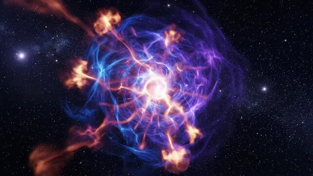 Celestial Symphony: A vibrant supernova illuminates the vast expanse of space, showcasing a mesmerizing dance of cosmic energy and interstellar phenomena.