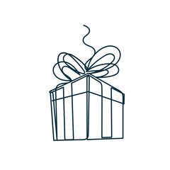continuous line drawing doodle gift box