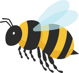 Flat Design Detailed Bumble Bee Flying Insect Illustration Graphic Element