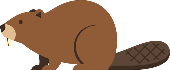 Simple Flat Style Brown Beaver Animal Wildlife Illustration Graphic Element