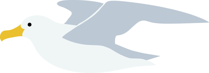 Simple Geometric Seagull in Flight Illustration Element for Graphic Design Project