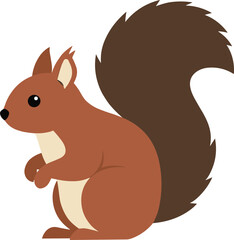 Simple Flat Style Detailed Squirrel Animal Illustration Isolated On White