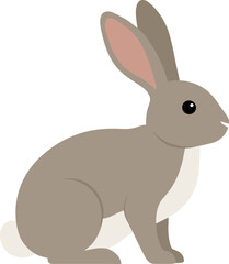 Flat Style Standing Hare Side View Cute Animal Illustration