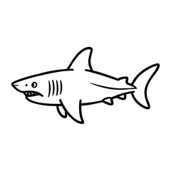 Obraz premium Shark Outline Drawing Vector Illustration