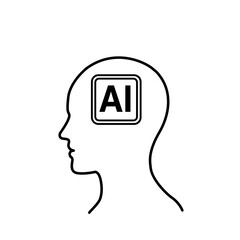 AI 人工知能のイメージ画　シンプルなAIのイラスト　概念図　アイコン　マーク　生成AI  モノクロ  シルエット　光