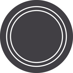 Abstract Dark Gray Circle With Inner White Rings And Four Small Edge Notches Isolated On...