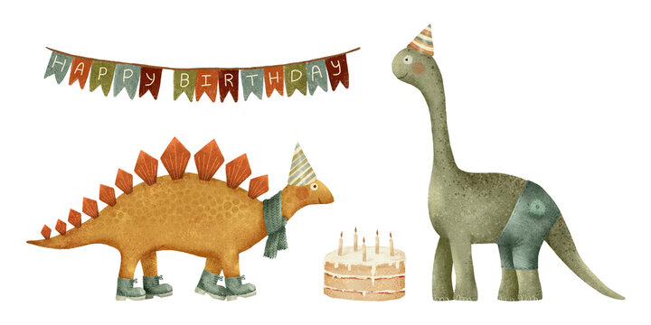 Adorable DinosaurThemed Birthday Celebration Featuring Cake and Colorful Banners