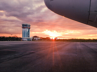 sunset at the airport