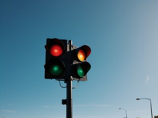traffic light on a blue sky, Generate AI