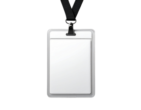 Blank ID card hanging on a lanyard, ready for customization.