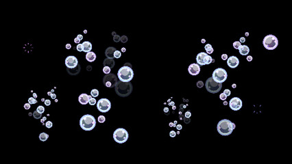 Cute 8bit Retro Game Style Purple and Cyan Bubble Illustration on Black Background