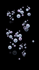 Vertical Cute 8bit Retro Game Style Purple and Cyan Bubble Illustration on Black Background