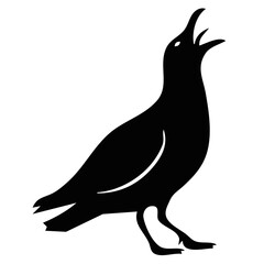 Black Silhouette Illustration of a Calling Seagull