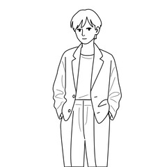 中性的な人物のイラスト　ジェンダー, 男性　女性,シンプル,モノクロ,シルエット,白黒