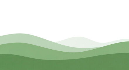 Obraz premium Green hills landscape with white background, a serene and minimalist illustration of rolling hills in various shades of green, isolated on white background