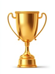 Fototapeta premium 3d realistic golden trophy cup cartoon illustration icon on isolated white background