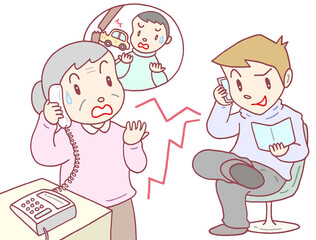 社会問題のイラスト - 振り込め詐欺・特殊詐欺・架空請求