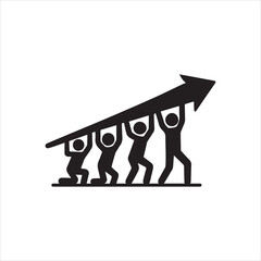 business man with arrow sign silhouette vector art icon illustration on white background