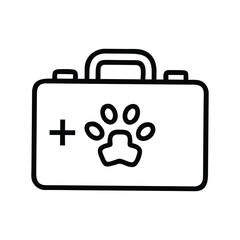 A black and white line drawing of a first aid kit